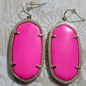 Kendra Scott Neon Pink Danielle Gold Drop Earrings